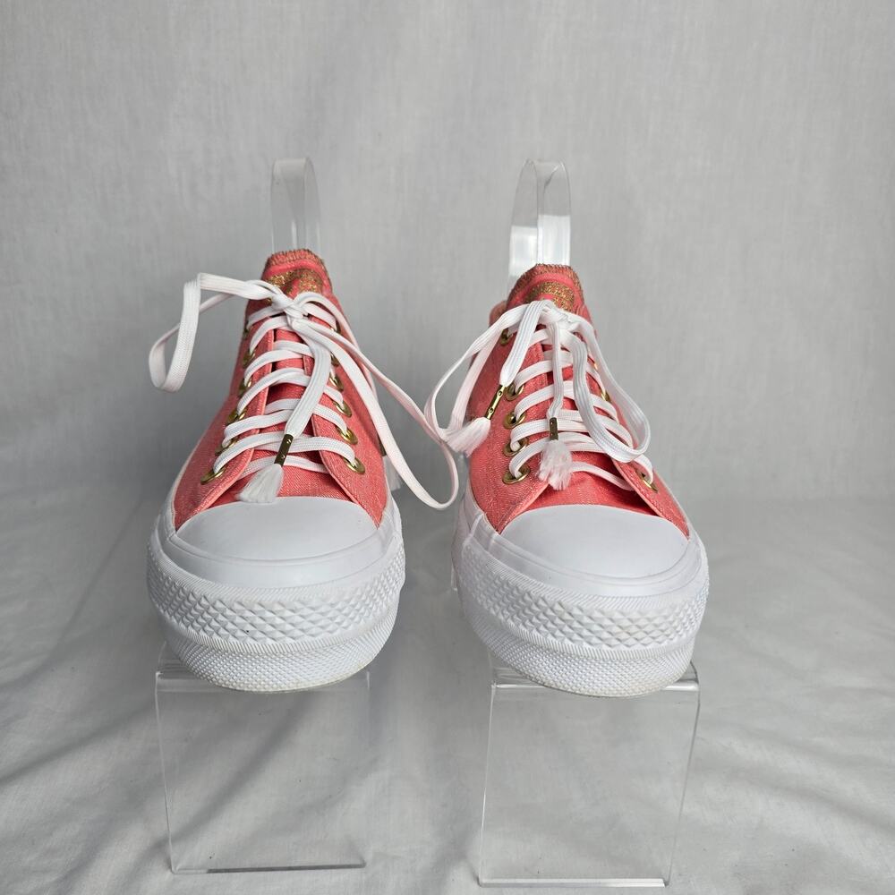 Converse Chuck Taylor All Star Lift Ox Sneakers Women's 8 Coral & White Lace Up - Picture 2 of 13